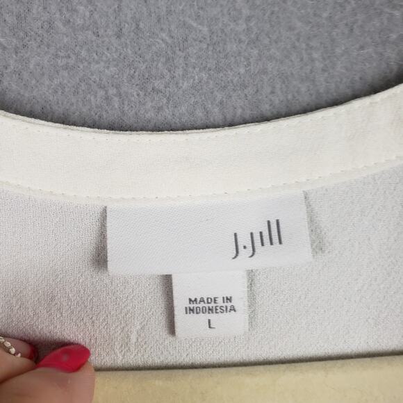 J. Jill Size L Sleeveless Button Front Tunic Top Cream Neutral Fisherman Coastal - Picture 5 of 7